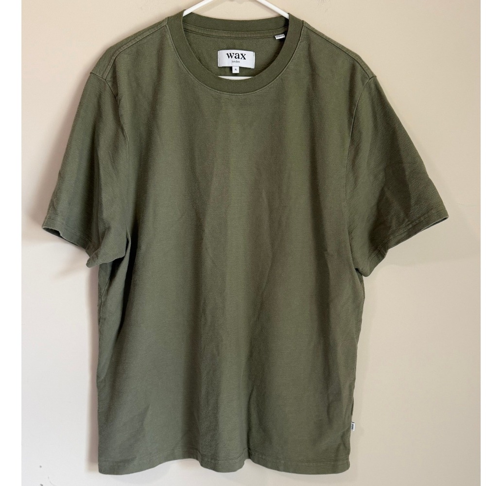 Wax London‎ Dean T-Shirt Mens XL Olive Green Organic Cotton Crewneck Boxy